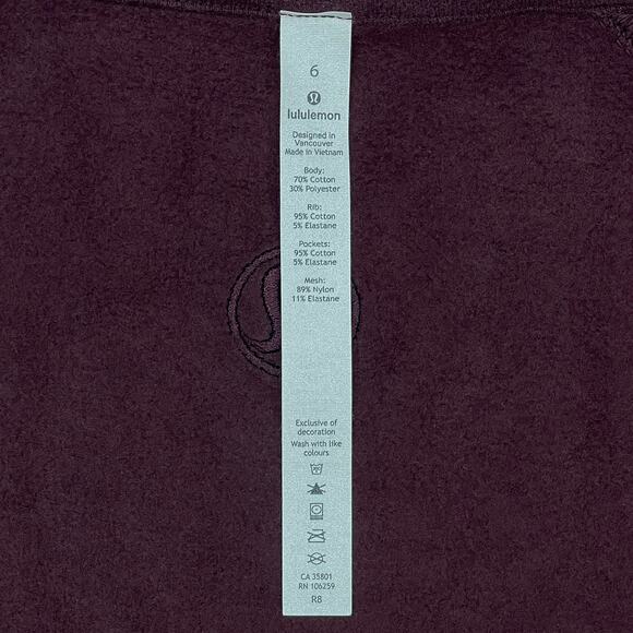 Lululemon Radiant Jacket Sz 6 Cassis Red Fleece Full Zip Slim Fit Sweatshirt - Picture 8 of 12